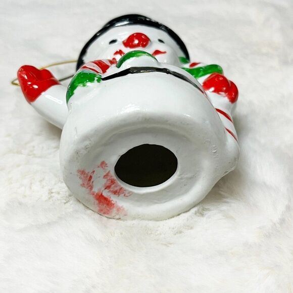 🔮 5/$25 Vintage 1991‎ Hand Painted Ceramic Snowman Christmas Ornament - Picture 5 of 6